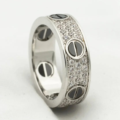 [Marin-Jewelry]LOVE RING 5.5MM DIAMONDS PAVED CERAMIC