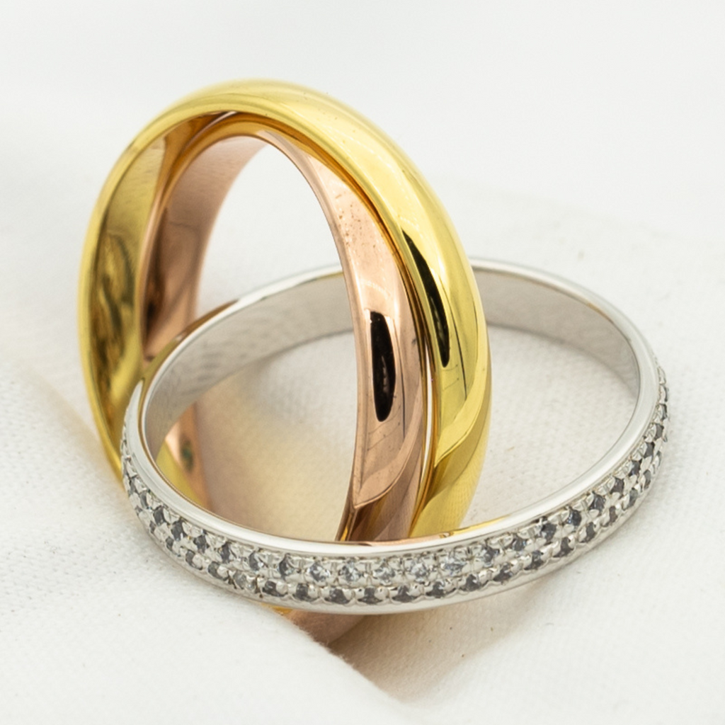 [Marin Jewelry]TRINITY RING GOLD PINK GOLD SILVER DIAMONDS