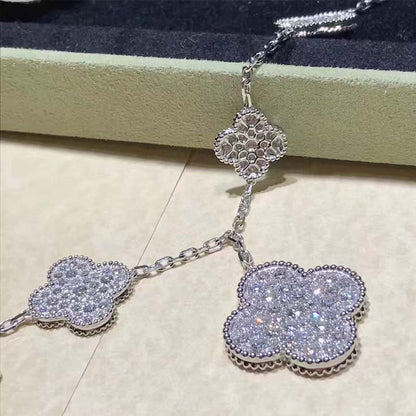 [Marin]CLOVER 6 MOTIFS SILVER DIAMOND BRACELET