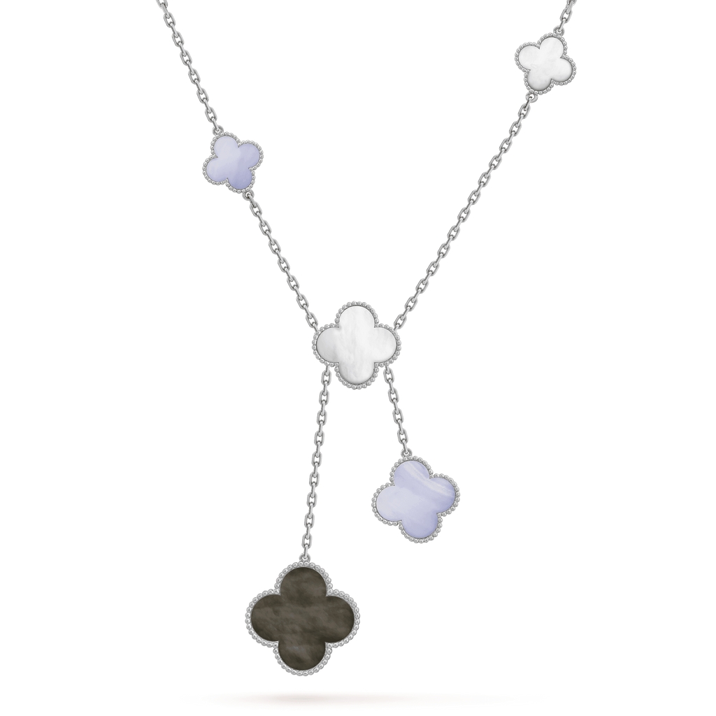 [Marin]CLOVER MOP CHALCEDONY NECKLACE SILVER 6 MOTIF