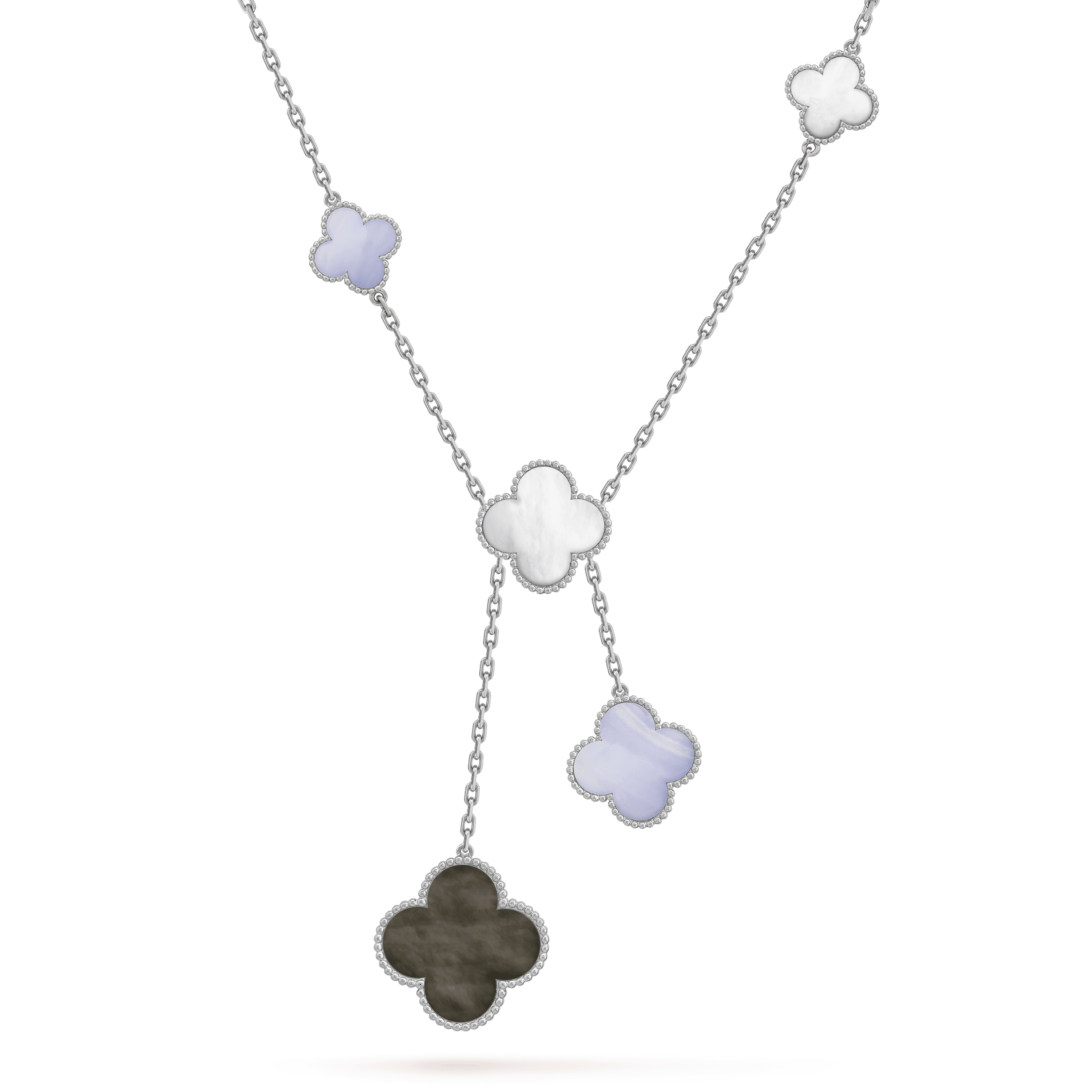 [Marin]CLOVER MOP CHALCEDONY NECKLACE SILVER 6 MOTIF