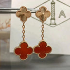 [Marin]BOUCLES D'OREILLES CLOVER 2 MOTIF LASER CORNALINE