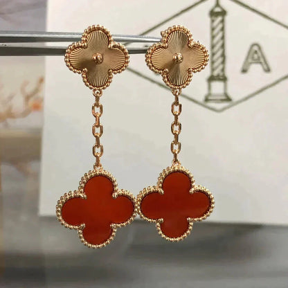 [Marin-Jewelry]CLOVER 2 MOTIF  LASER CARNELIAN EARRINGS