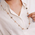 [Marin]COLLIER TRÈFLE 20 MOTIFS NACRE NOIRE DIAMANT