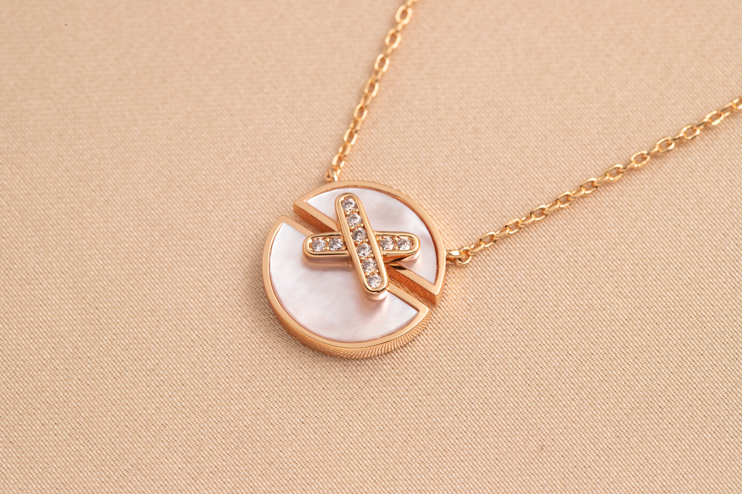 [Marin-Jewelry]JEUX DE PINK GOLD DIAMOND NECKLACE