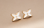 [Marin]JEUX DE WHITE MOP ROSE GOLD DIAMOND EARRINGS
