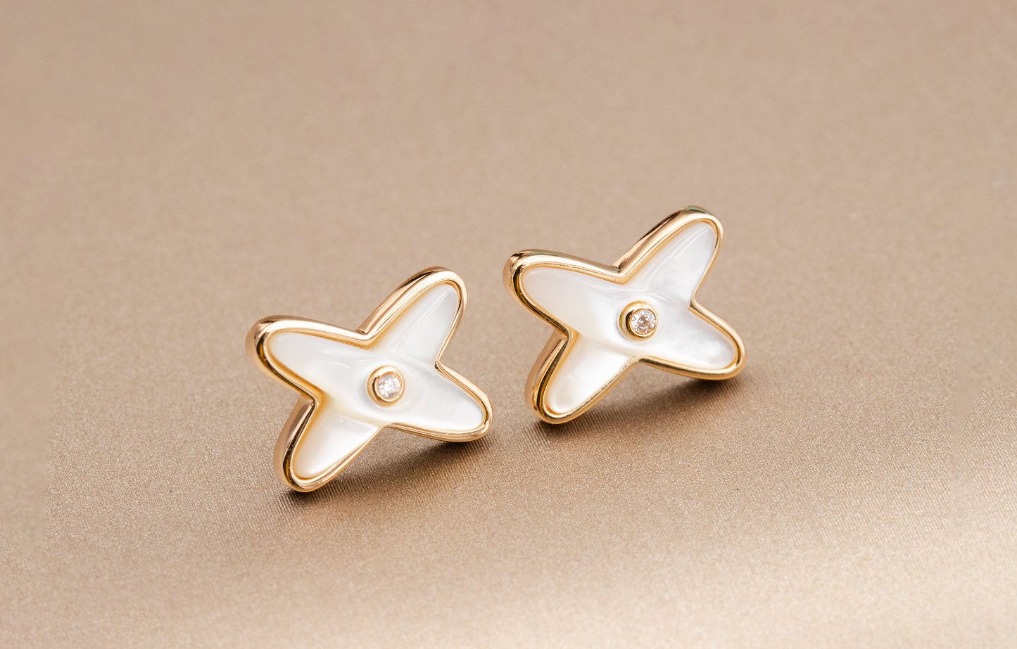 [Marin-Jewelry]JEUX DE WHITE MOP Marin-Jewelry GOLD DIAMOND EARRINGS