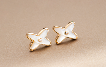 [Marin-Jewelry]JEUX DE WHITE MOP Marin-Jewelry GOLD DIAMOND EARRINGS