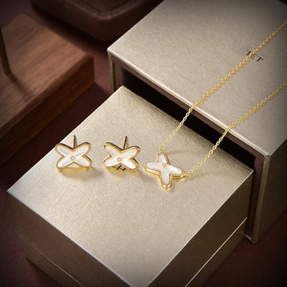 [Marin-Jewelry]JEUX DE WHITE MOP GOLD DIAMOND EARRINGS