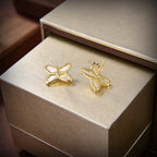 [Marin]JEUX DE WHITE MOP GOLD DIAMOND EARRINGS