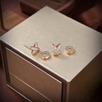[Marin]JEUX DE GOLD DIAMOND EARRINGS