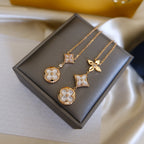 [Marin]COLOR BLOSSOM LARIAT NECKLACE PINK GOLD WHITE MOTHER PEARL AND DIAMOND