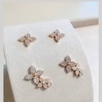 [Marin]STAR BLOSSOM STUD EARRINGS PINK GOLD DIAMONDS