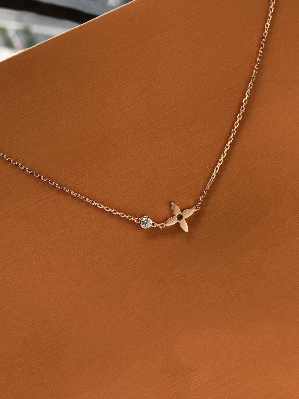 [Marin]PAPILLON FLEURI PENDENTIF OR ROSE ET DIAMANT