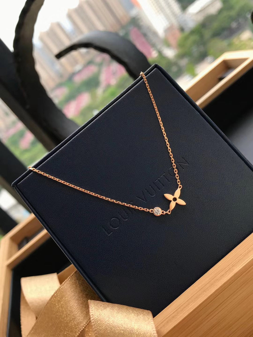 [Marin]PAPILLON FLEURI PENDENTIF OR ROSE ET DIAMANT