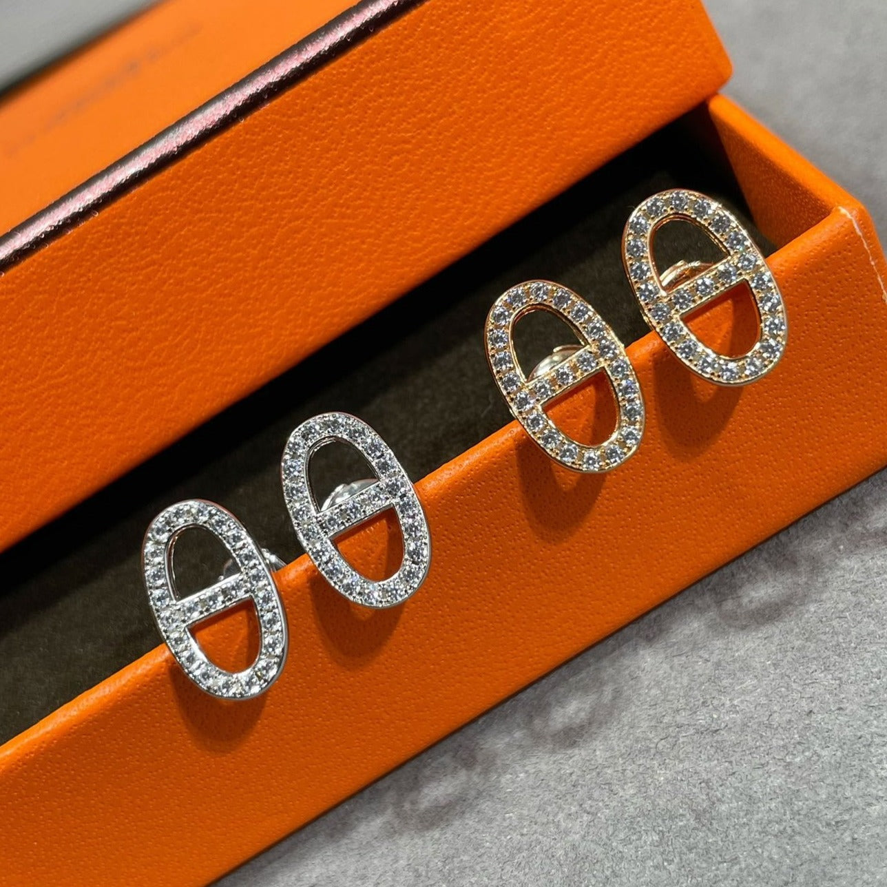 [Marin]HM フルダイヤモンド ピッグノーズ スタッドピアス