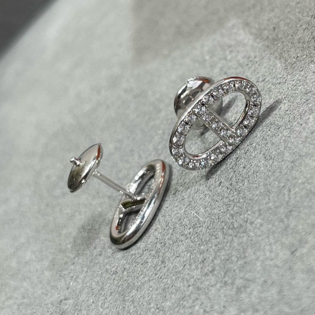 [Marin-Jewelry]HM FULL DIAMOND PIG NOSE STUD EARRINGS