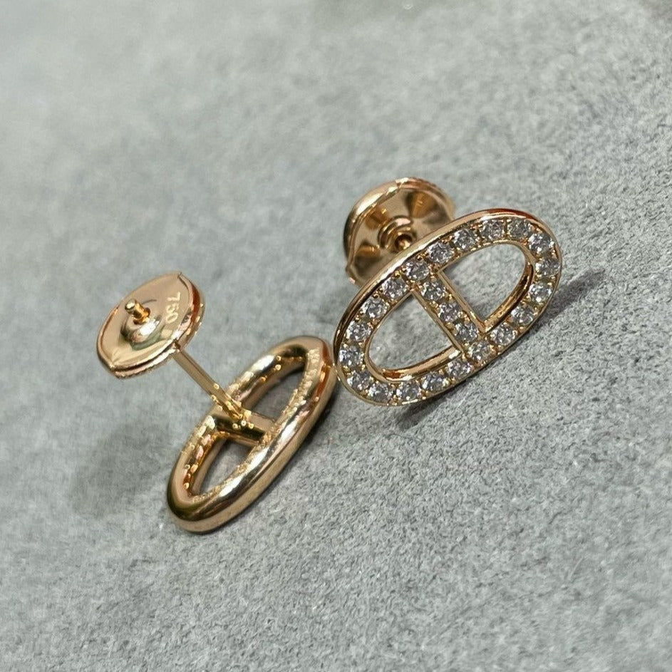 [Marin]HM FULL DIAMOND PIG NOSE STUD EARRINGS