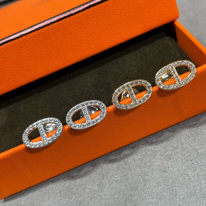 [Marin-Jewelry]HM FULL DIAMOND PIG NOSE STUD EARRINGS