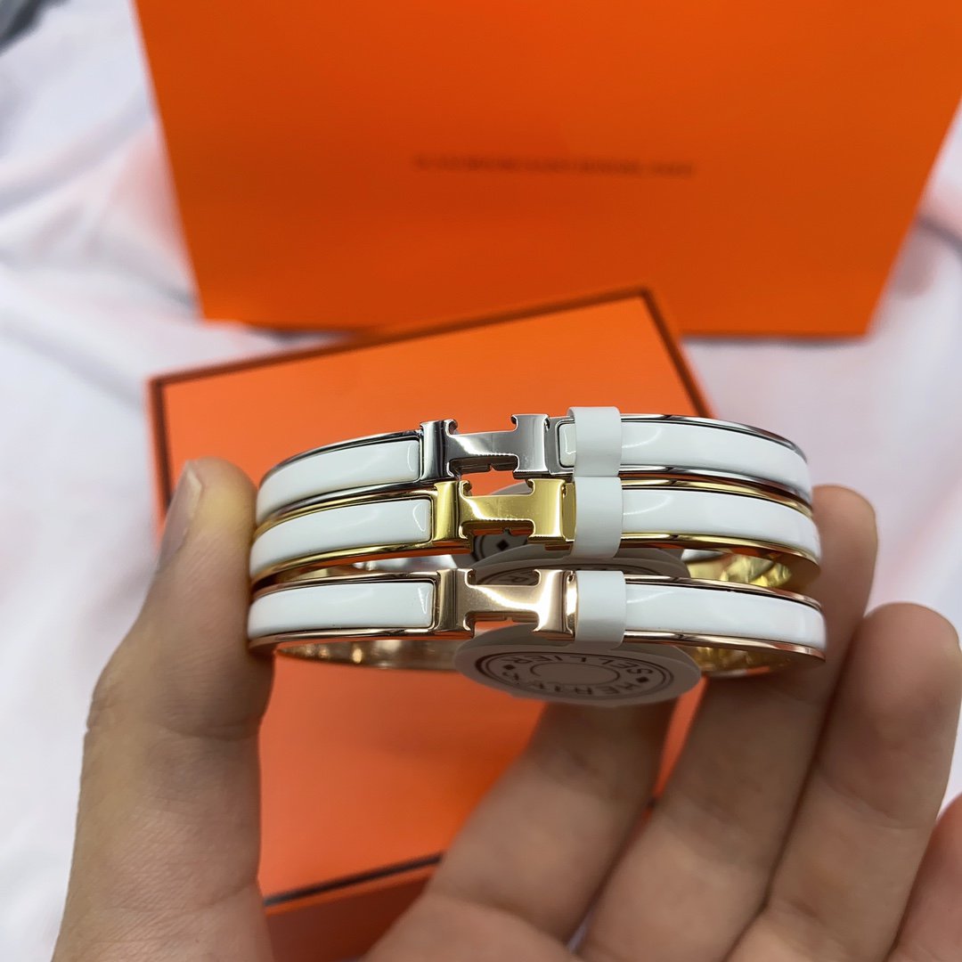 [Marin]BRACELET CLIC CLASSIQUE HM BLANC 8MM EN ÉMAIL