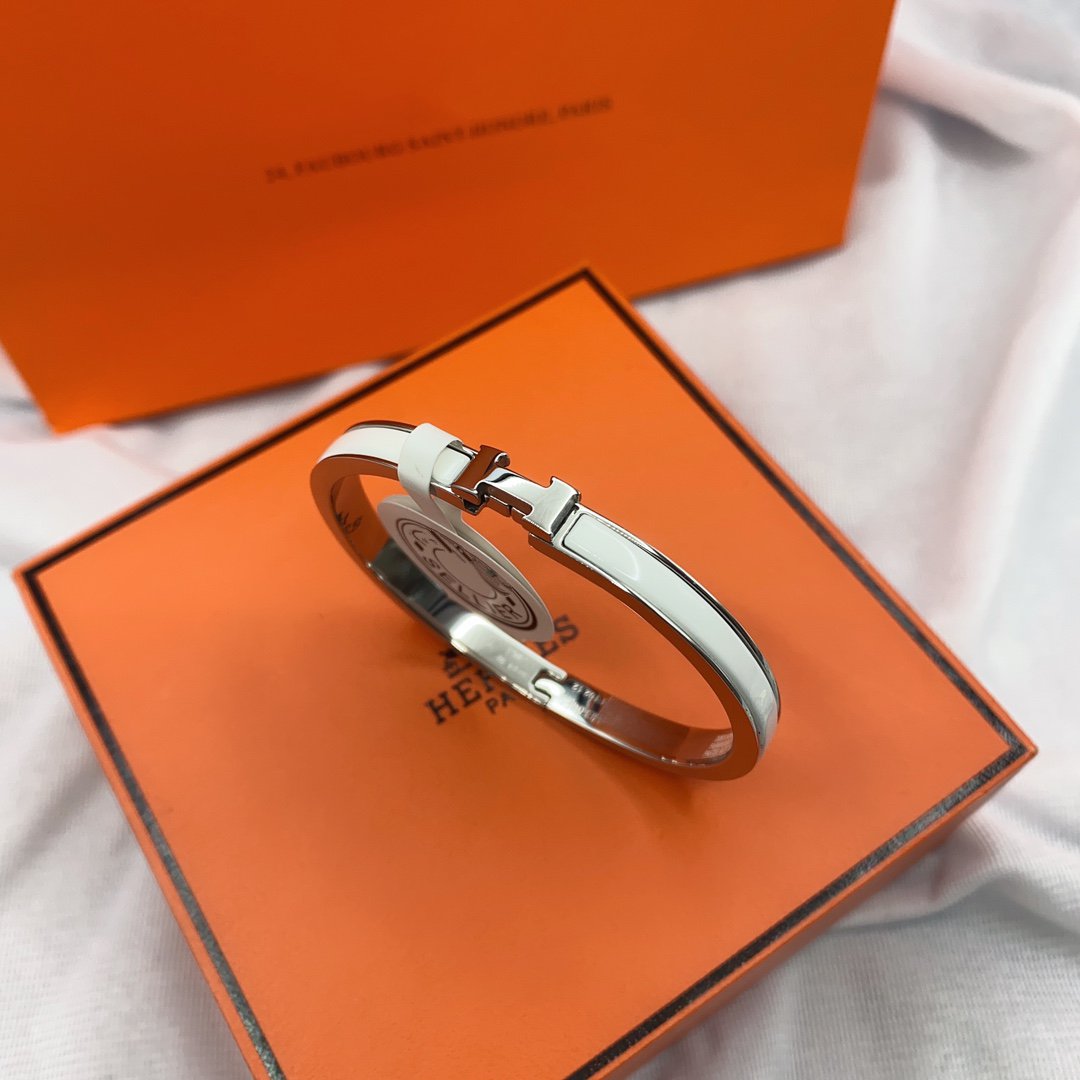 [Marin-Jewelry]CLASSIC HM CLIC WHITE 8MM ENAMEL BRACELET