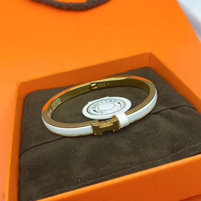 [Marin-Jewelry]CLASSIC HM CLIC WHITE 8MM ENAMEL BRACELET