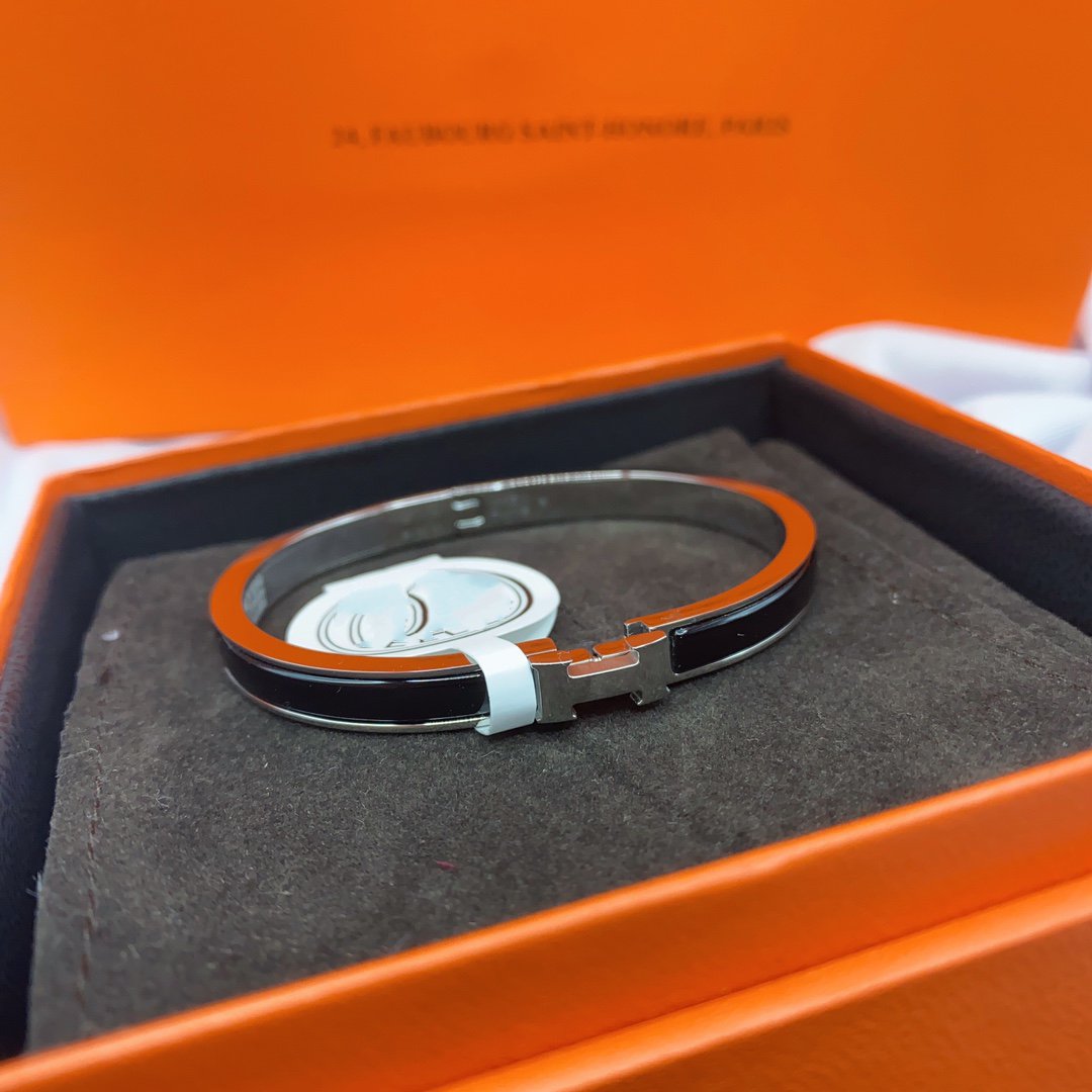 [Marin]BRACELET CLIC H CLASSIQUE NOIR 8MM EN ÉMAIL