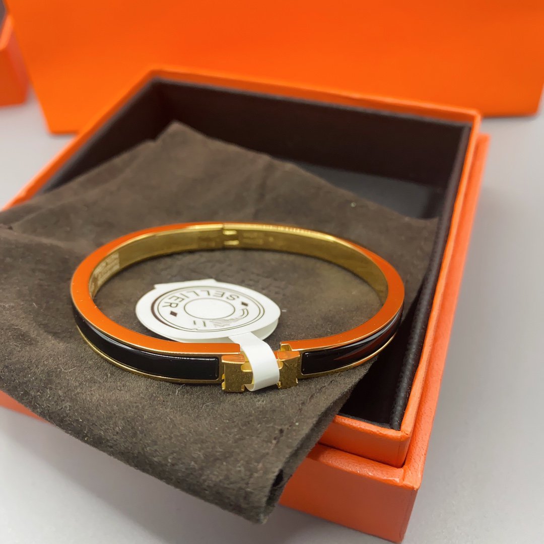 [Marin]BRACELET CLIC H CLASSIQUE NOIR 8MM EN ÉMAIL
