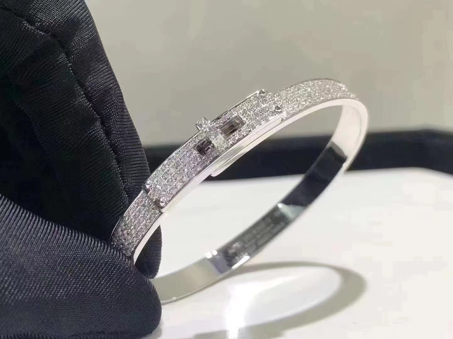 [Marin-Jewelry]HM KELLY BRACELET IN SILVER AND FULL PAVE DIAMOND