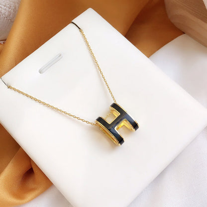 [Marin]HM CLIC BLACK ENAMEL GOLD NECKLACE
