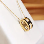 [Marin]HM CLIC BLACK ENAMEL GOLD NECKLACE