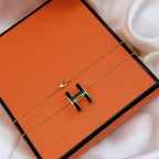 [Marin]HM CLIC BLACK ENAMEL GOLD NECKLACE