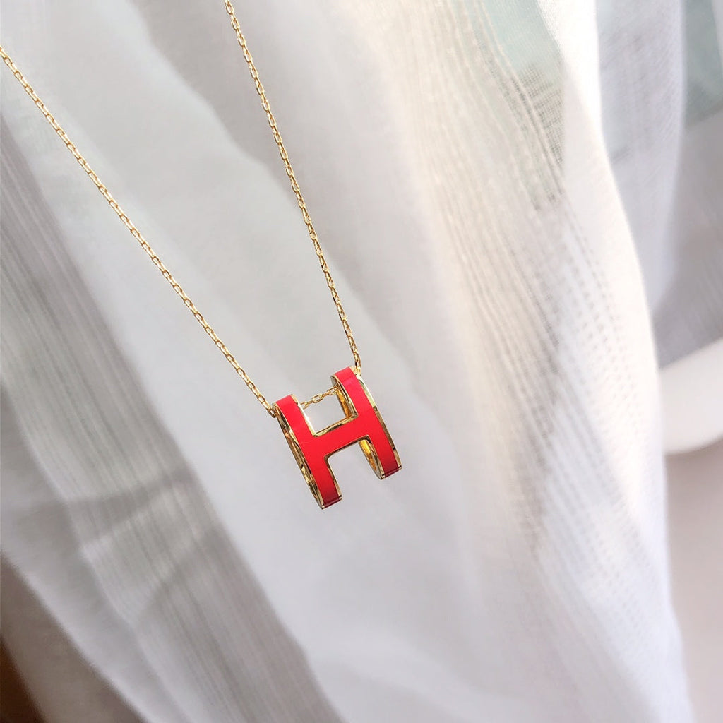 [Marin]HM CLIC RED ENAMEL GOLD NECKLACE