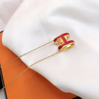 [Marin]HM CLIC RED ENAMEL GOLD NECKLACE