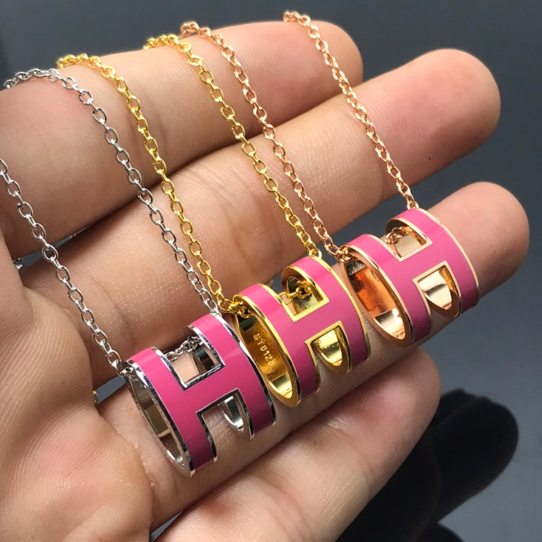 [Marin-Jewelry]H NECKLACE PINK