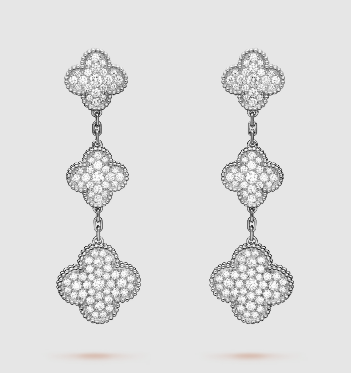 [Marin-Jewelry]CLOVER 3 MOTIF DIAMOND SILVER DROP EARRINGS