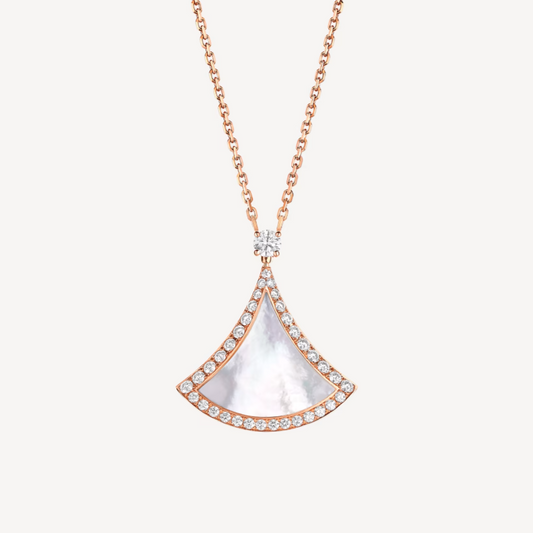 [Marin]DREAM MOP DIAMOND PAVED PINK GOLD NECKLACE