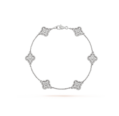 [Marin]CLOVER 6 MOTIF SILVER DIAMOND BRACELET
