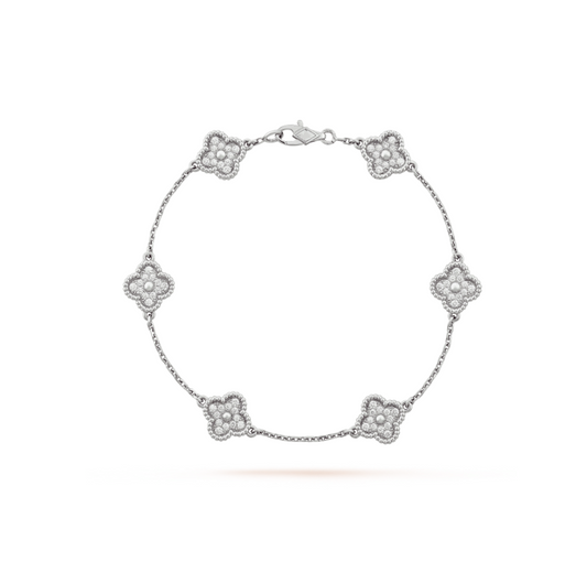 [Marin-Jewelry]クローバー6モチーフ シルバーダイヤモンドブレスレット