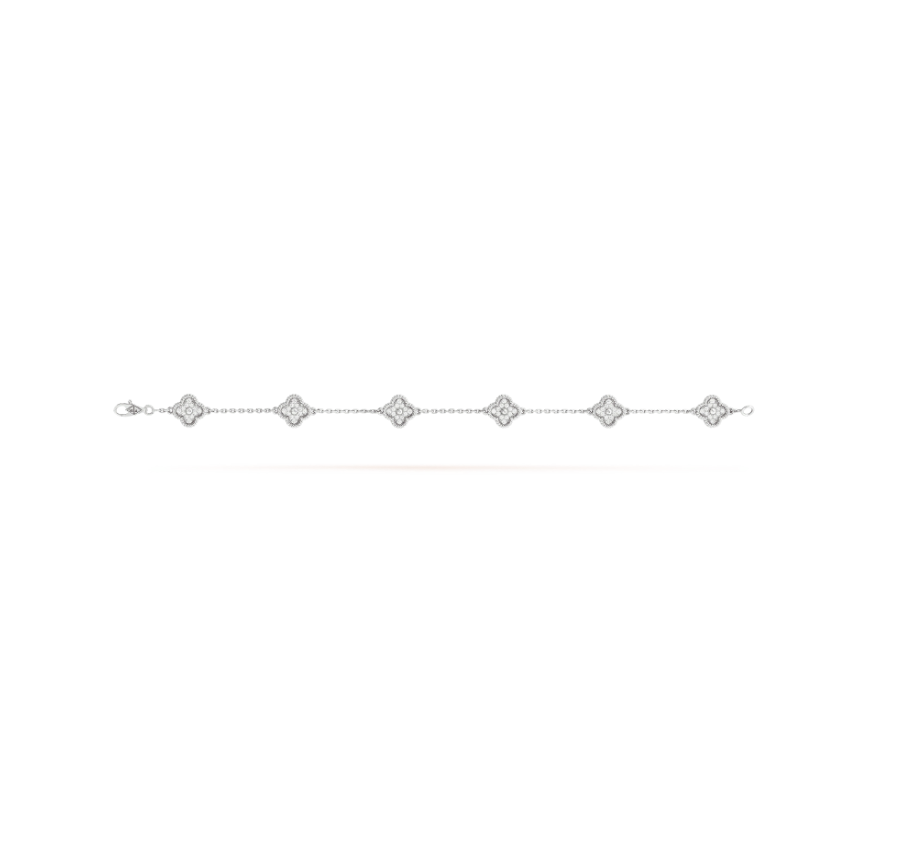 [Marin]CLOVER 6 MOTIF SILVER DIAMOND BRACELET