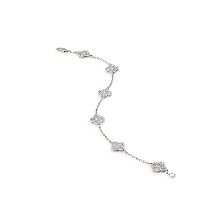 [Marin]CLOVER 6 MOTIF SILVER DIAMOND BRACELET