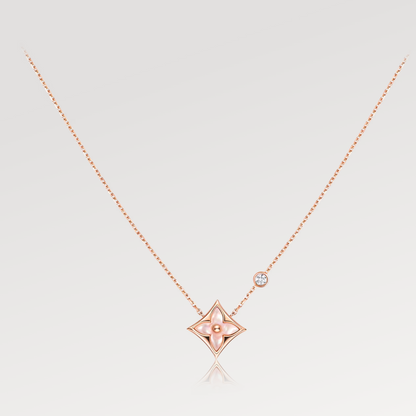 [Marin]STAR PINK MOP 1 DIAMOND PINK GOLD NECKLACE