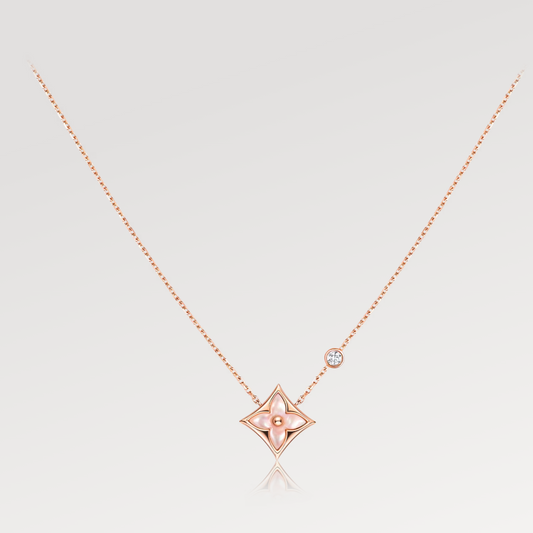 [Marin]STAR PINK MOP 1 DIAMOND PINK GOLD NECKLACE