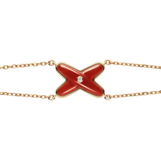 [Marin-Jewelry]JEUX ブレスレット カーネリアン ピンクゴールド 1ダイヤモンド