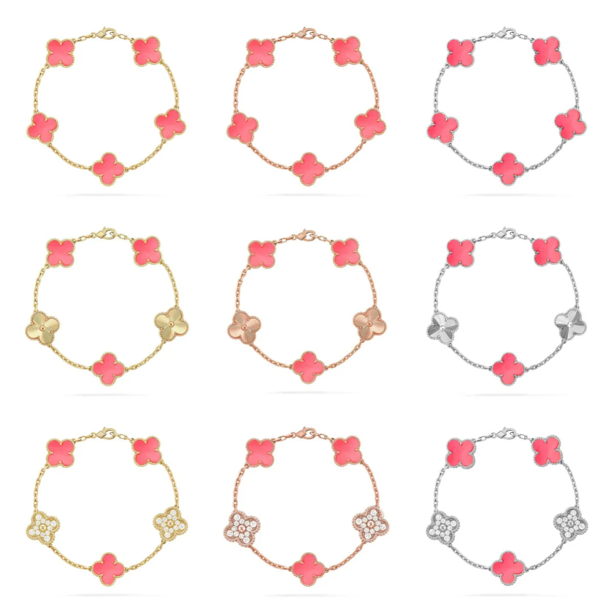 [Marin] CLOVER 5 MOTIFS  PINK MOP BRACELET COLLECTION