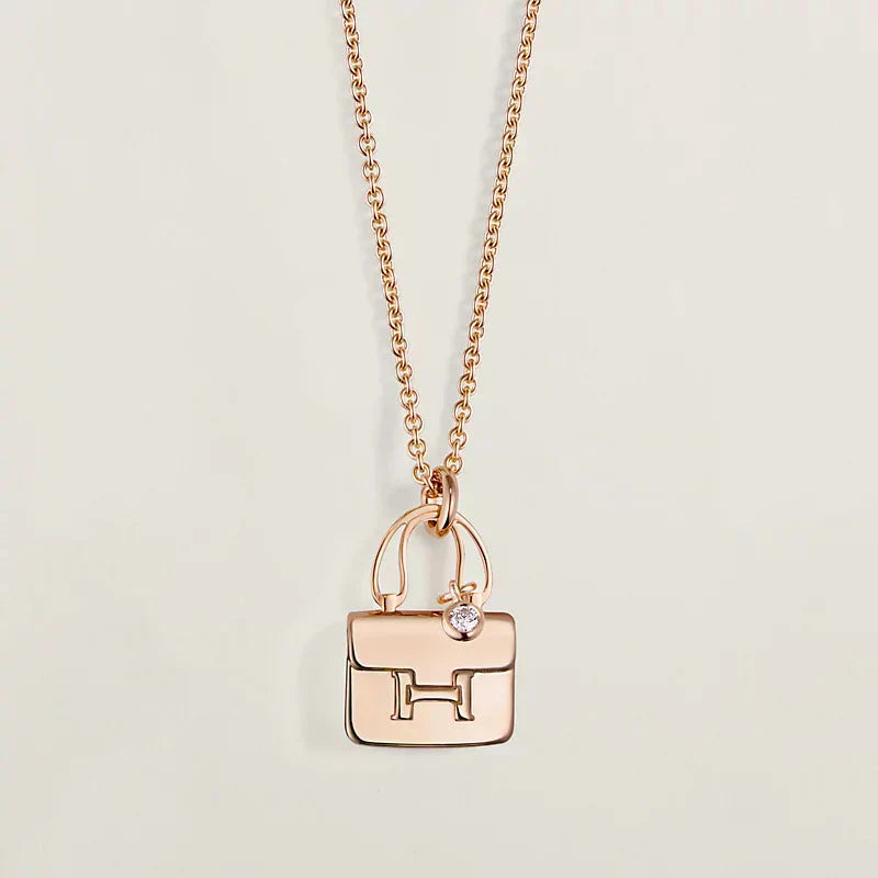 [Marin]COLLIER PENDENTIF AMULETTE OR ROSE