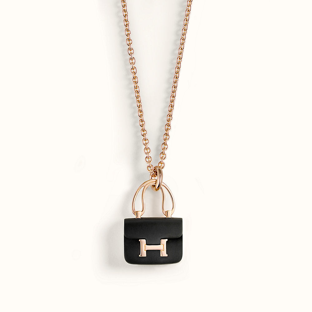 [Marin]CONSTANCE BLACK PEDANT PINK GOLD NECKLACE