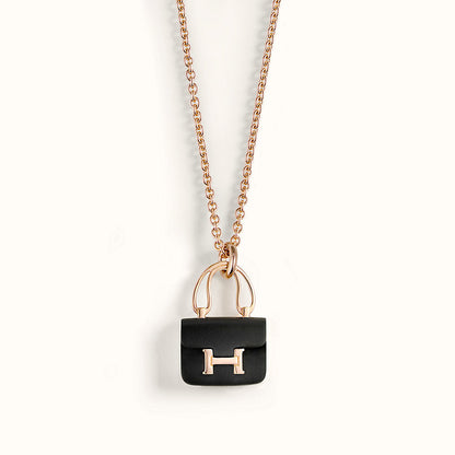 [Marin-Jewelry]CONSTANCE BLACK PEDANT PINK GOLD NECKLACE