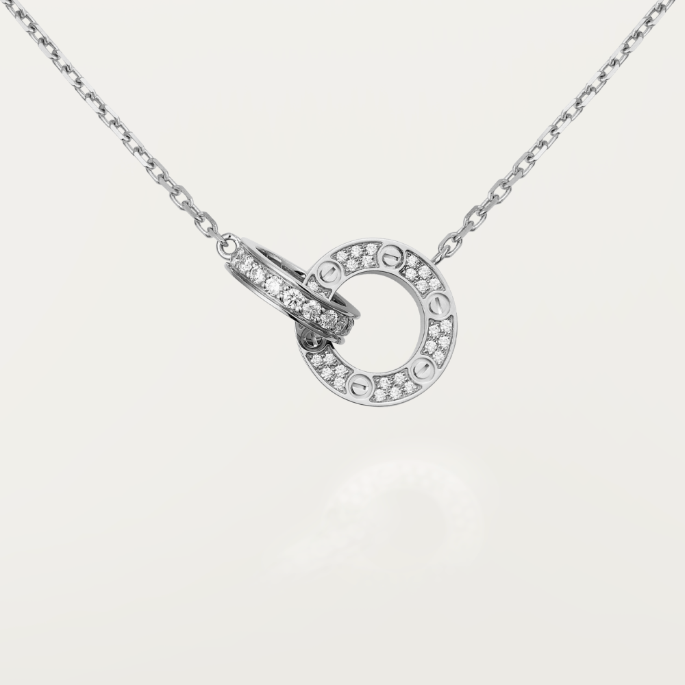 [Marin]COLLIER LOVE 7,6 MM OR ROSE ET ARGENT TOUT DIAMANT