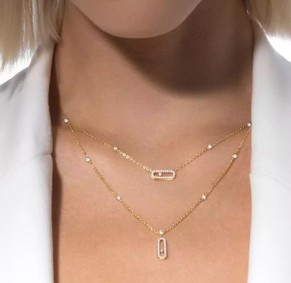 [Marin-Jewelry]MS Double-Circle Full-Diamond Necklace